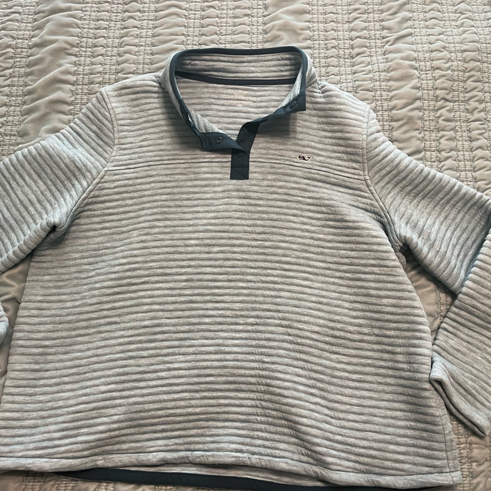 Vineyard Vines Greenish Blue  Button-Up Collar Pullover